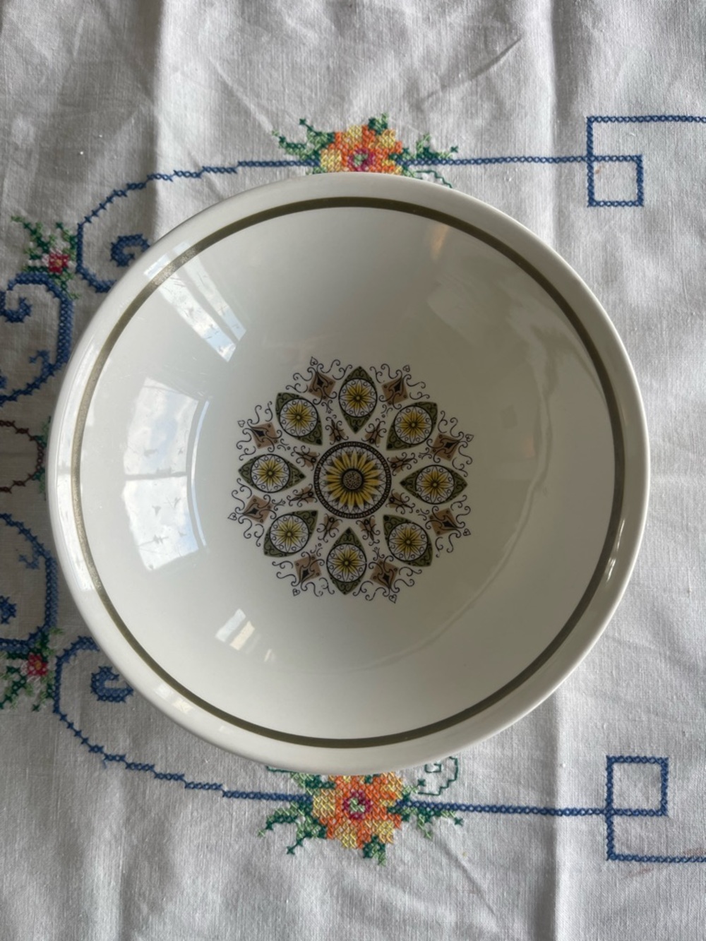 Retro 1960’s Swinnertons Ironstone Paisley Green Soup Bowl 6.5”
